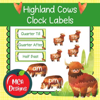 Preview of Highland Cows Clock Labels