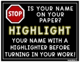 Highlight Your Name Student Classwork Classroom Management