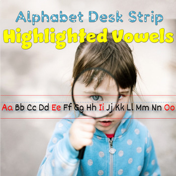 Highlighted Vowels Alphabet Desk Strip by The Lingo Compass | TpT