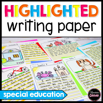 Preview of Highlighted Adaptive Writing Paper with Picture Box, Writing Paper with Lines