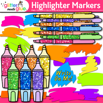 Highlighter Marker Clipart: 44 Classroom School Supplies Clip Art