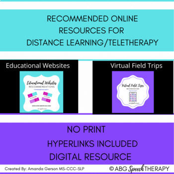 Preview of Highly Recommended Virtual Field Trips and Educational Websites with Hyperlinks