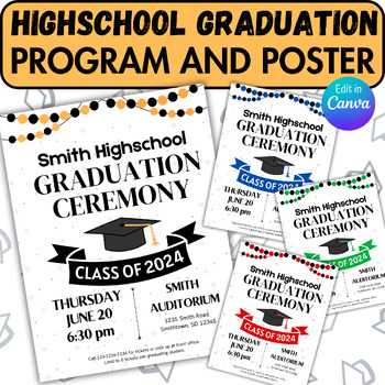 Preview of Highschool Graduation Ceremony Program and Poster-Sr High and Jr High Graduation