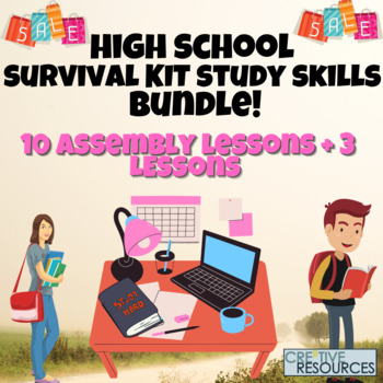 Preview of Highschool Survival Study Skills Bundle (Self Esteem, Exams, Stress Revision...)