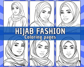 Preview of Hijab Fashion Coloring pages - Muslim Girls Wearing Hijab Coloring Pages