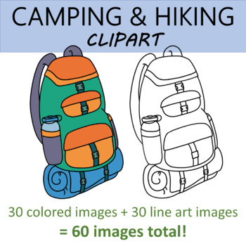 Camping Clipart-hiker with backpack sleeping bag