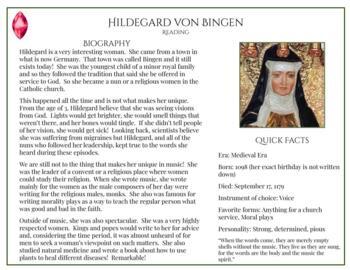 Preview of Hildegard von Bingen Online and Print Worksheet with modifications