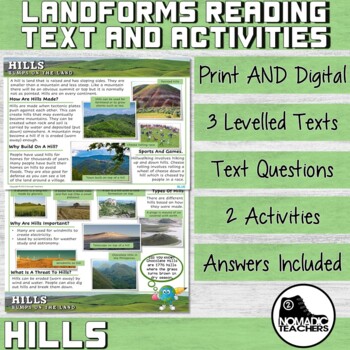 Hills Landform, Reading Texts, Comprehension Questions, Activities