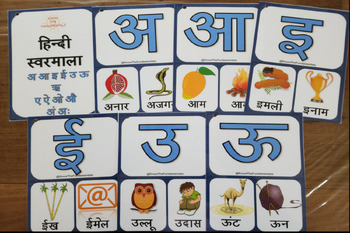 Preview of Hindi Vowels Flash Cards Game Swarmala Hindi Swar letters for beginners