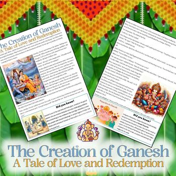 Preview of Hindu story reading passage - The Creation of Ganesh