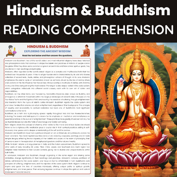 Preview of Hinduism And Buddhism Reading Comprehension Worksheet | Ancient India Reading