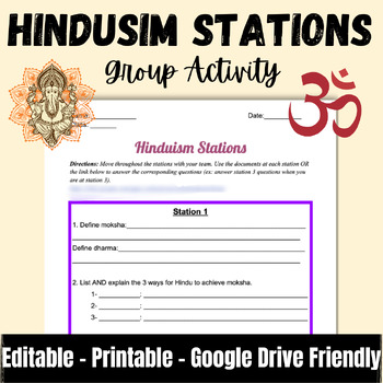 Preview of Hinduism Centers/Stations Activity