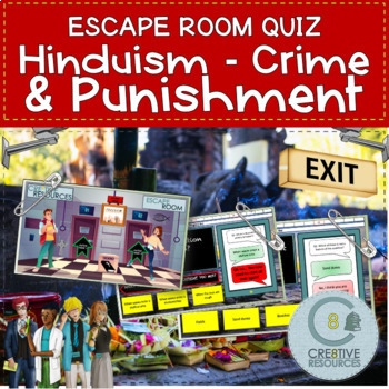 Preview of Hinduism Crime and Punishment RE Escape Quiz - Like boom cards