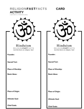 Preview of Hinduism Fast Facts Card