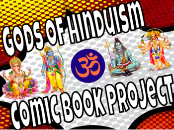 Preview of World Religions Hinduism Gods Comic Book Project-Based Assessment