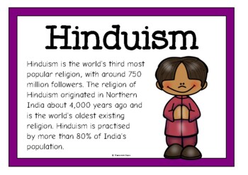 Preview of Hinduism Information Poster Set/Anchor Charts | World Religions Unit