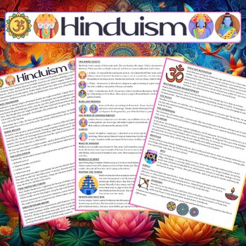 Preview of Hinduism Reading Comprehension Activities, Flashcards, Hindu