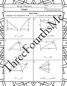 Hinge Theorem: Scaffolded Notes, Activity, and Classwork by ThreeFourthsMe