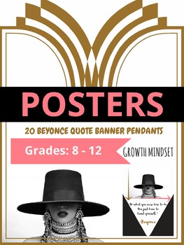 Preview of Hip Hop Music BEYONCE Growth Mindset Motivational POSTERS for Teachers