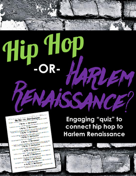 Preview of Hip Hop or Harlem Renaissance: Fun Quiz to Connect Hip Hop to Poetry