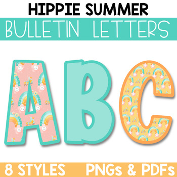Retro Paradise Boho Summer Bulletin Board Letters / Clipart / Lettering Pack