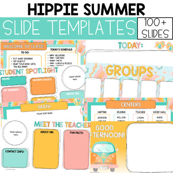 Preview of Hippie Summer Slides Templates / Groovy Retro Slides Templates