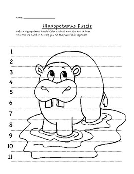 Preview of Hippo Cut-Out Puzzle