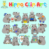 Hippos Clip Art - 34 Hippopotamus educational settings Col