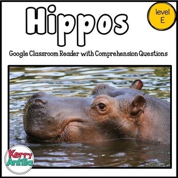 Preview of Hippos Google Classroom Reader and Comprehension Questions