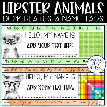 Preview of Hipster Animal Desk Name Tags