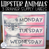 Hipster Animals 3 Drawer Labels - Supply Labels