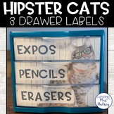 Hipster Cats 3 Drawer Labels - Supply Labels
