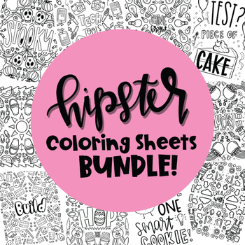 Preview of Hipster Coloring Sheets BUNDLE