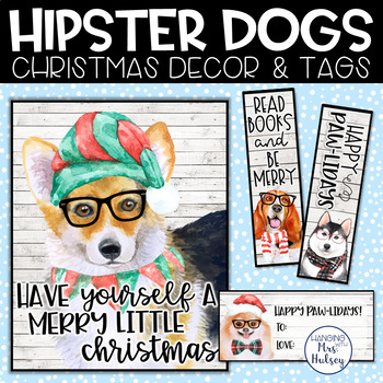Preview of Hipster Dog Christmas Decor Bundle