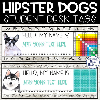 Preview of Hipster Dogs Desk Name Tags - Student Name Tags