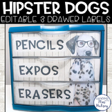 Hipster Dogs 3 Drawer Labels - Supply Labels