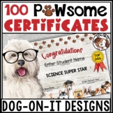 Hipster Dogs End of Year Award Certificates Editable