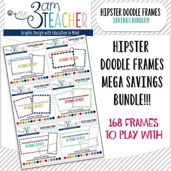 Preview of Hipster Doodle Frames Mega Bundle Savings Clipart Set: 168 Images!!