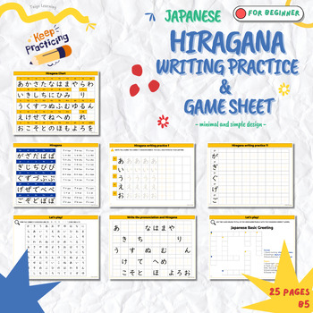Preview of Hiragana Writing Practice and Games Sheet B5