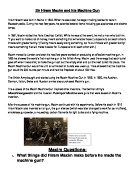 Preview of Hiram Maxim (Machine Gun) Biography and 6 questions