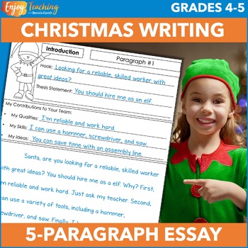 Preview of Hire Me 5-Paragraph Persuasive Essay: Christmas Elf Argumentative Writing Prompt