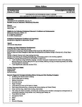Hiring Help Elementary Teacher Candidate Resume Exemplar Tpt