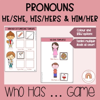 Preview of Pronouns he/she, his/hers & him/her "Who has the...." Game with occupations