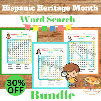 Preview of Hispa﻿nic Heritage Month Word Search Bundle