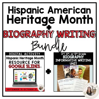 Preview of Hispanic American Heritage Month Digital Activity+ Biography Writing Unit Bundle