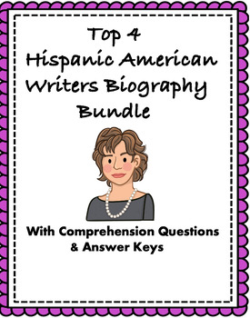 Preview of Hispanic-American Writers Spanish Biography Bundle: Top 4 Biografías @30% off!