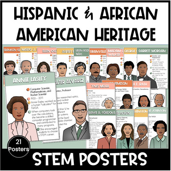 Preview of Hispanic Americans STEM Careers African American Scientists Posters