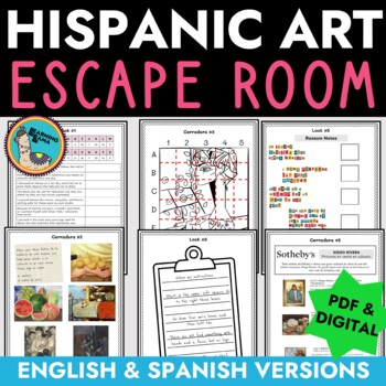 Preview of Hispanic Art Escape Room English & Spanish BUNDLE