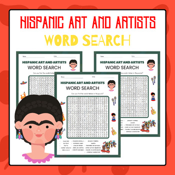 Preview of Hispanic Art and Artists Word Search | Hispanic Heritage Month Activities