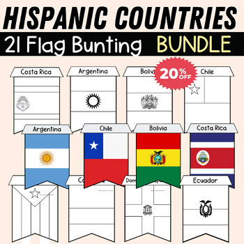 Preview of Hispanic Countries Flag Bunting BUNDLE | Hispanic Heritage Month Flag Pennants